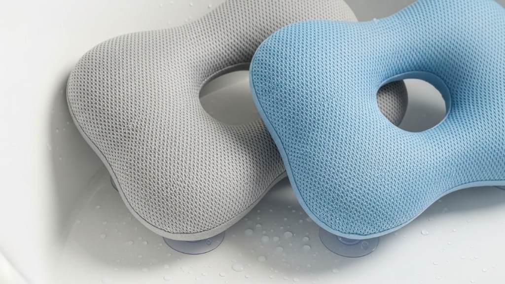 non-slip bath pillows with quick-dry mesh and padding thickness