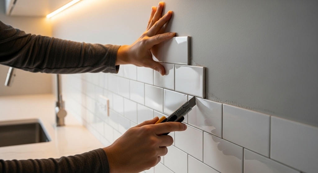 Kitchen with Peel and Stick Backsplash Tiles
