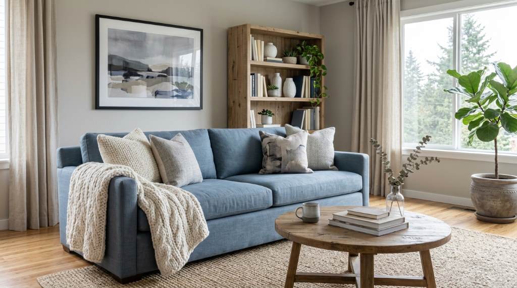 How Designers in Seattle, WA Style Dusty Blue With Neutral Shades